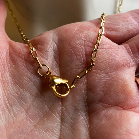 Real 18k Gold over Brass Paperclip ADJUSTABLE Chain + Whale Dolphin Tail - Picture 5 of 9